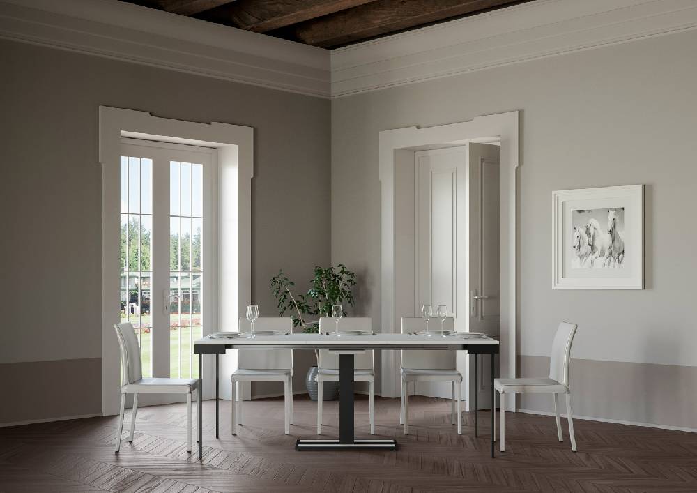 Itamoby Consolle Capital Evolution Bianco Frassino Telaio Antracite