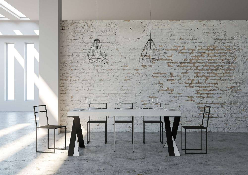 Itamoby Consolle Diago Small Premium Bianco Frassino Telaio Antracite