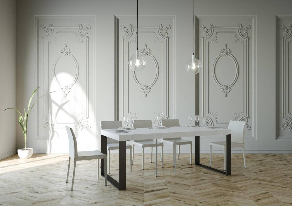 Itamoby Consolle Elettra Small Premium Bianco Frassino Telaio Antracite