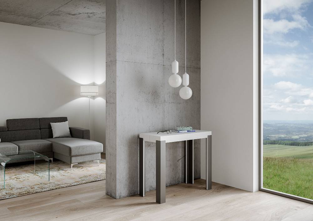 Itamoby Consolle Linea Small Bianco Frassino Gambe Antracite