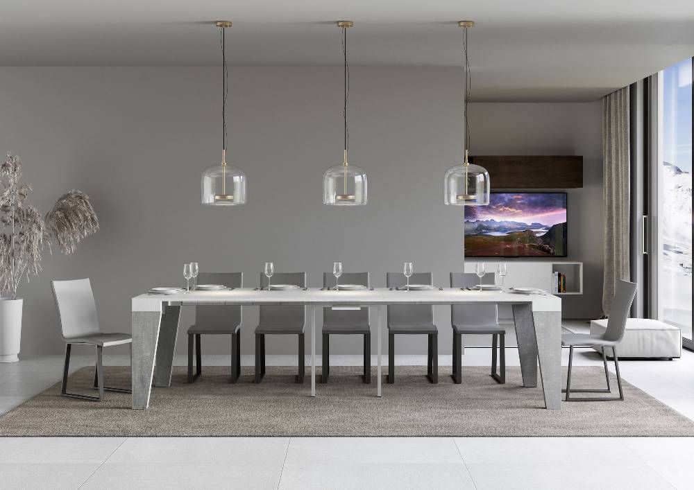 Itamoby Consolle Naxy Mix Bianco Frassino Gambe Cemento