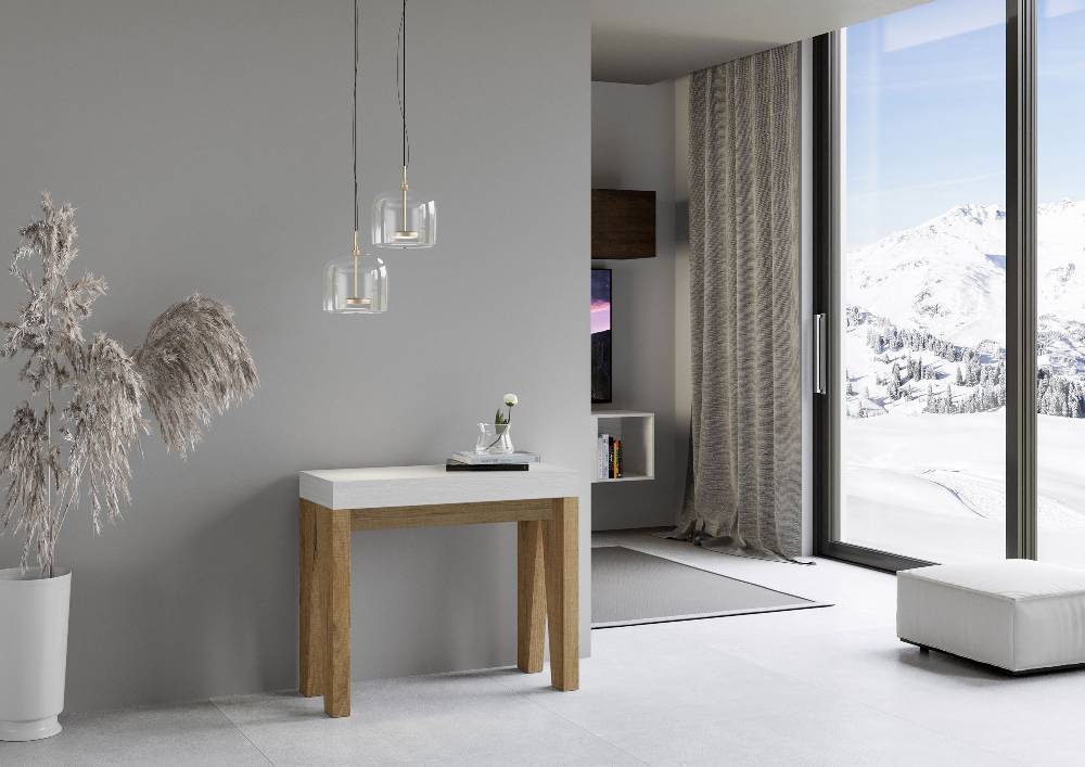 Itamoby Consolle Naxy Mix Bianco Frassino Gambe Quercia Natura