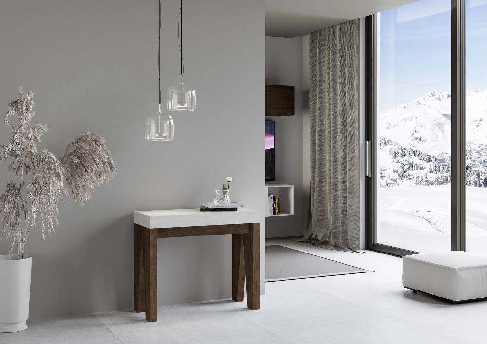 Itamoby Consolle Naxy Mix Piano Bianco Frassino Gambe Noce