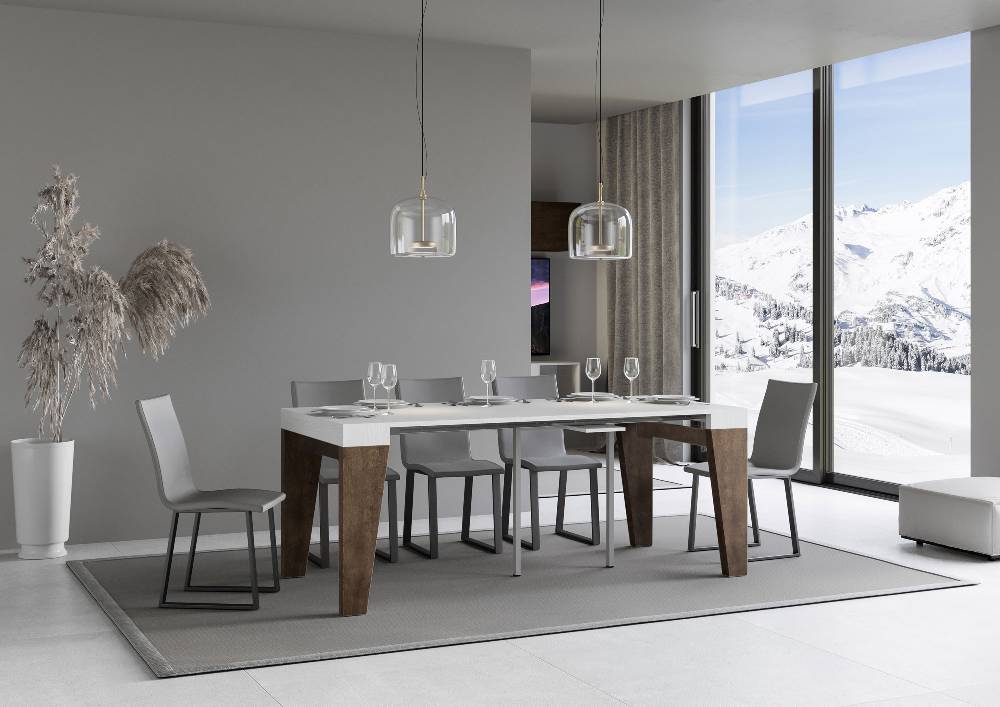 Itamoby Consolle Naxy Mix Piano Bianco Frassino Gambe Noce