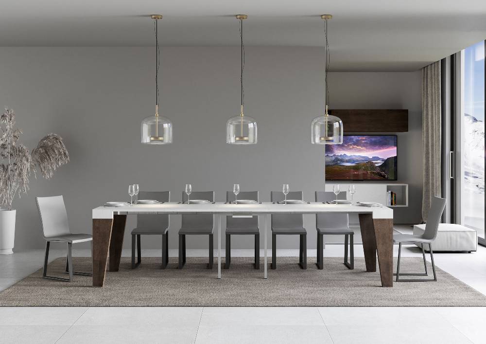 Itamoby Consolle Naxy Mix Piano Bianco Frassino Gambe Noce