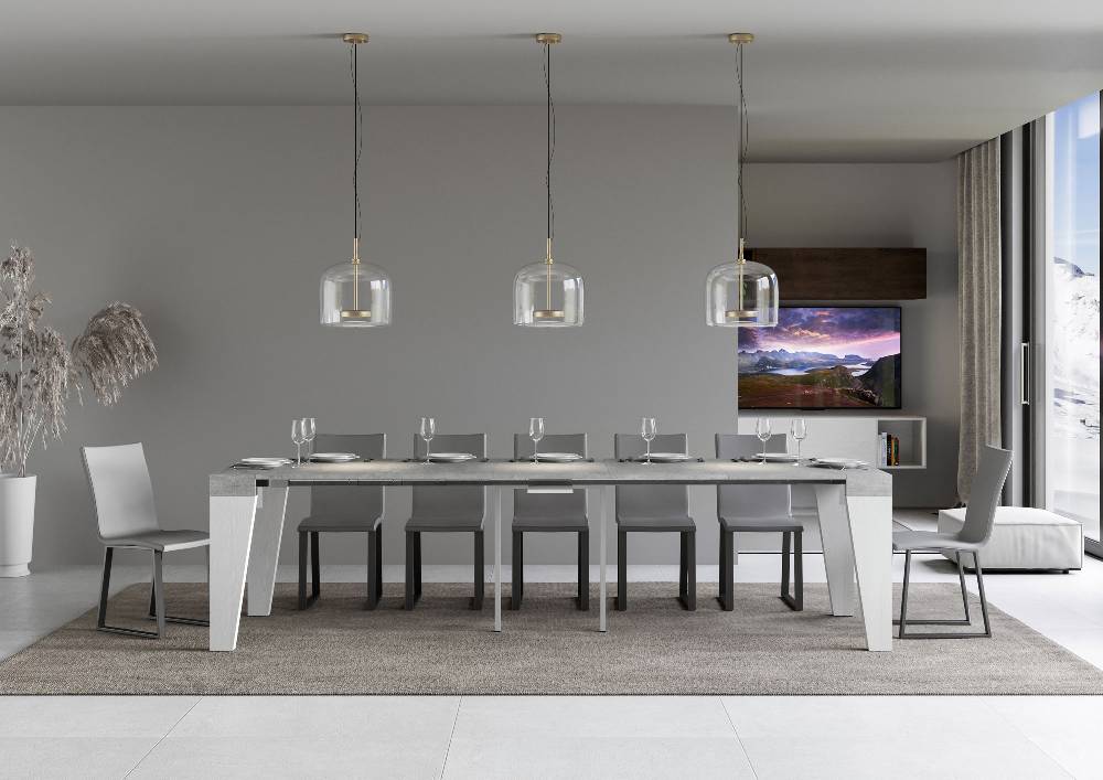 Itamoby Consolle Naxy Mix Piano Cemento Gambe Bianco Frassino