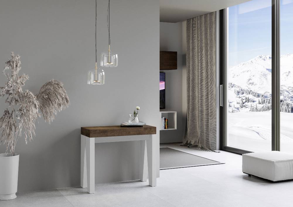 Itamoby Consolle Naxy Mix Piano Noce Gambe Bianco Frassino