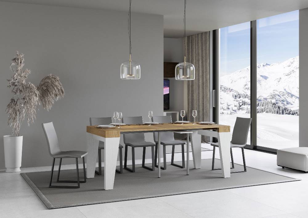 Itamoby Consolle Naxy Mix Piano Quercia Natura Gambe Bianco Frassino