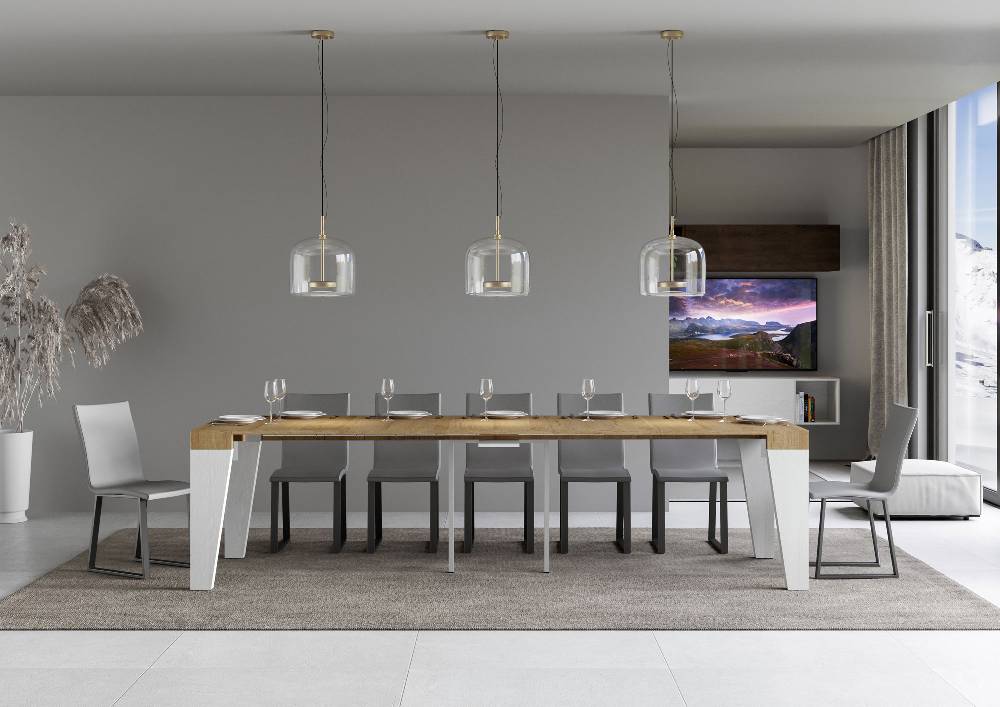 Itamoby Consolle Naxy Mix Piano Quercia Natura Gambe Bianco Frassino