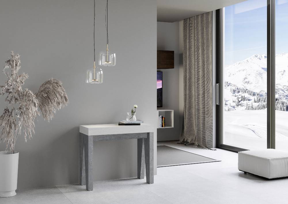 Itamoby Consolle Naxy Mix Small Piano Bianco Frassino Gambe Cemento