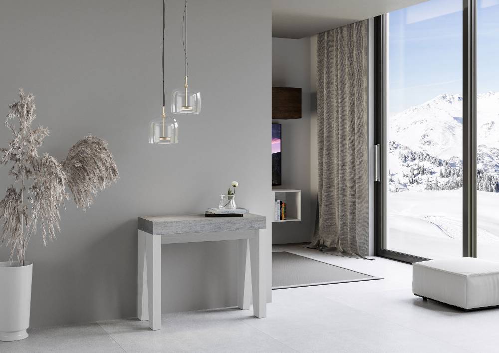 Itamoby Consolle Naxy Mix Small Piano Cemento Gambe Bianco Frassino