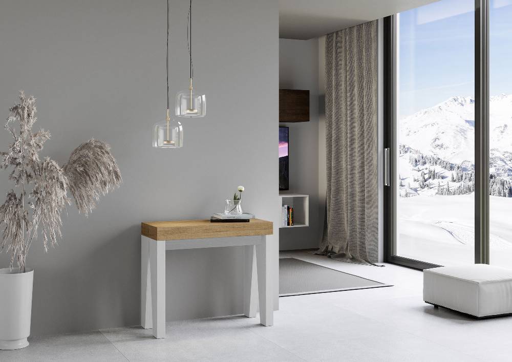 Itamoby Consolle Naxy Mix Small Piano Quercia Natura Gambe Bianco Frassino