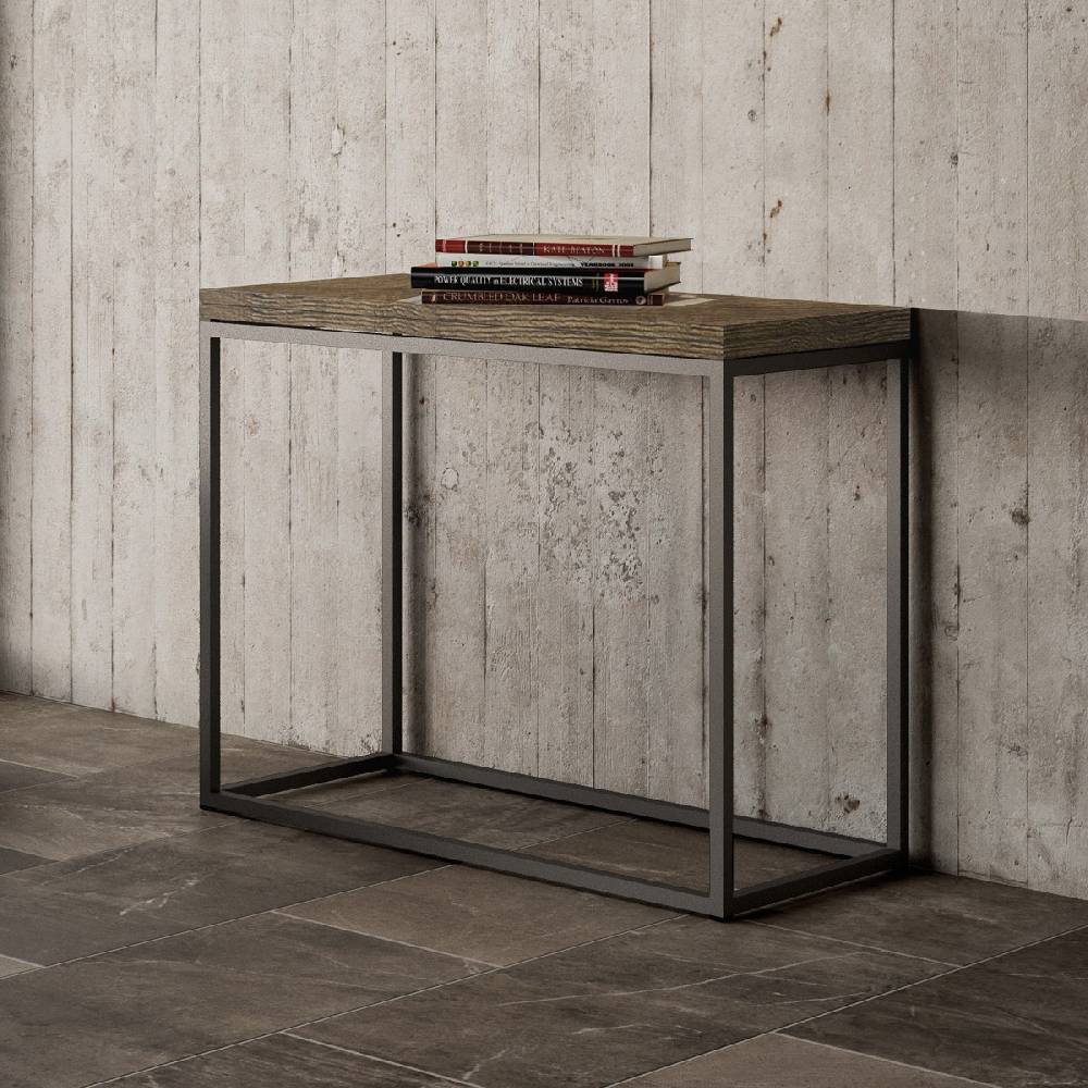 Itamoby Consolle Nordica Libra Noce 90×45 Allungato 90×90 Telaio Antracite