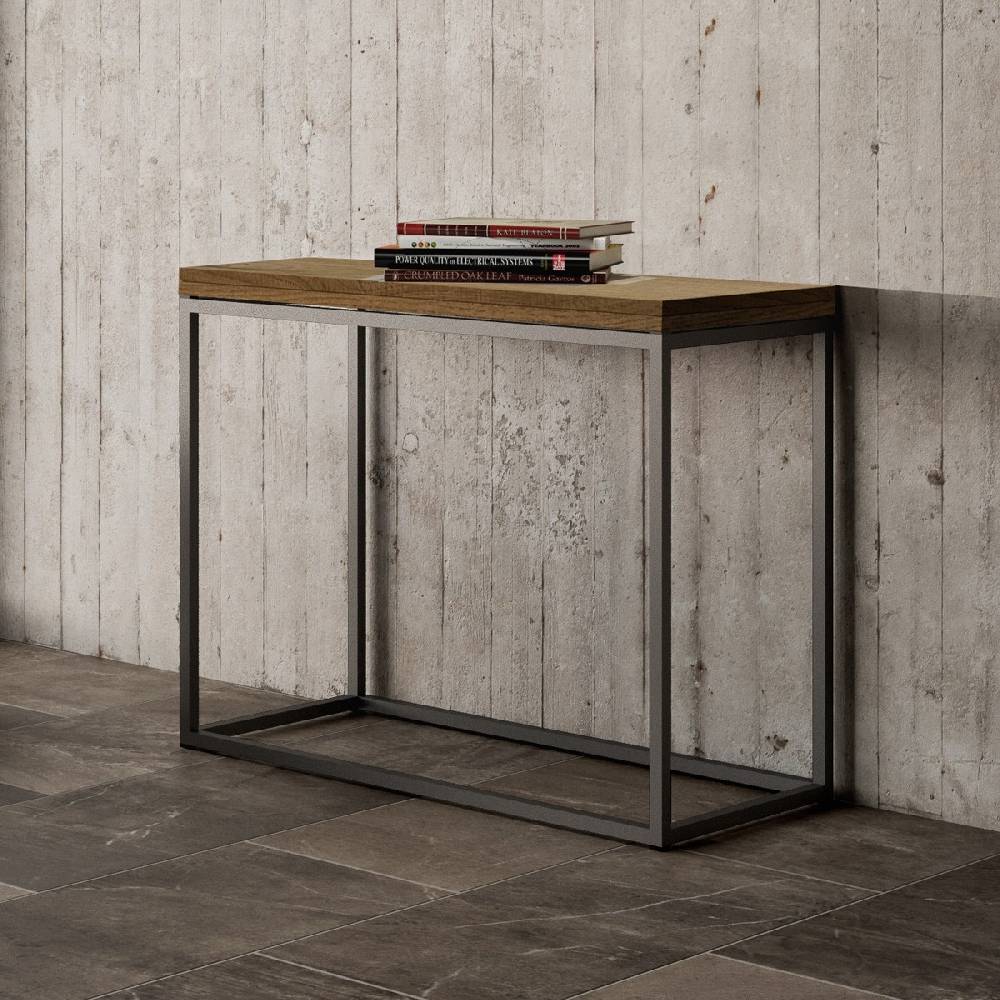 Itamoby Consolle Nordica Libra Quercia Natura 90×45 Allungato 90×90 Telaio Antracite