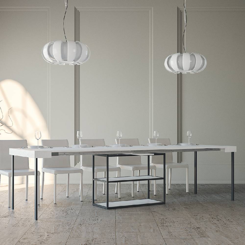 Itamoby Consolle Plano Bianco Frassino Telaio Antracite