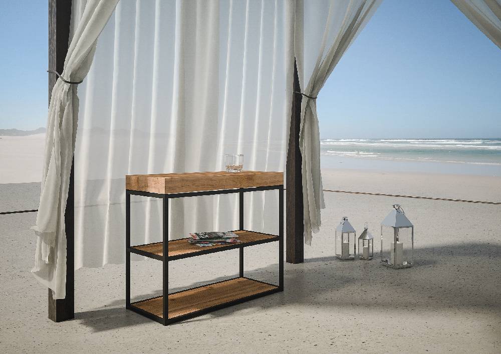 Itamoby Consolle Plano Premium Abete Tinto Telaio Antracite