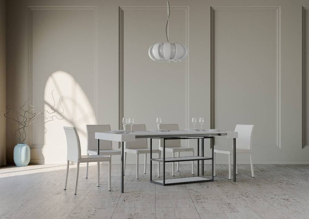 Itamoby Consolle Plano Small Bianco Frassino Telaio Antracite