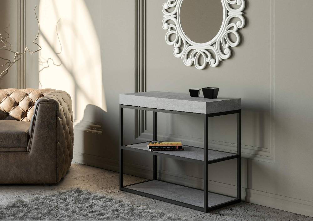 Itamoby Consolle Plano Small Premium Cemento Telaio Antracite