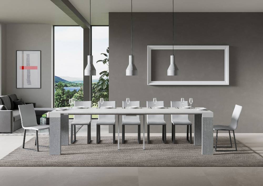 Itamoby Consolle Roxell Mix Bianco Frassino Gambe Cemento