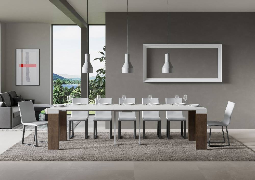 Itamoby Consolle Roxell Mix Piano Bianco Frassino Gambe Noce