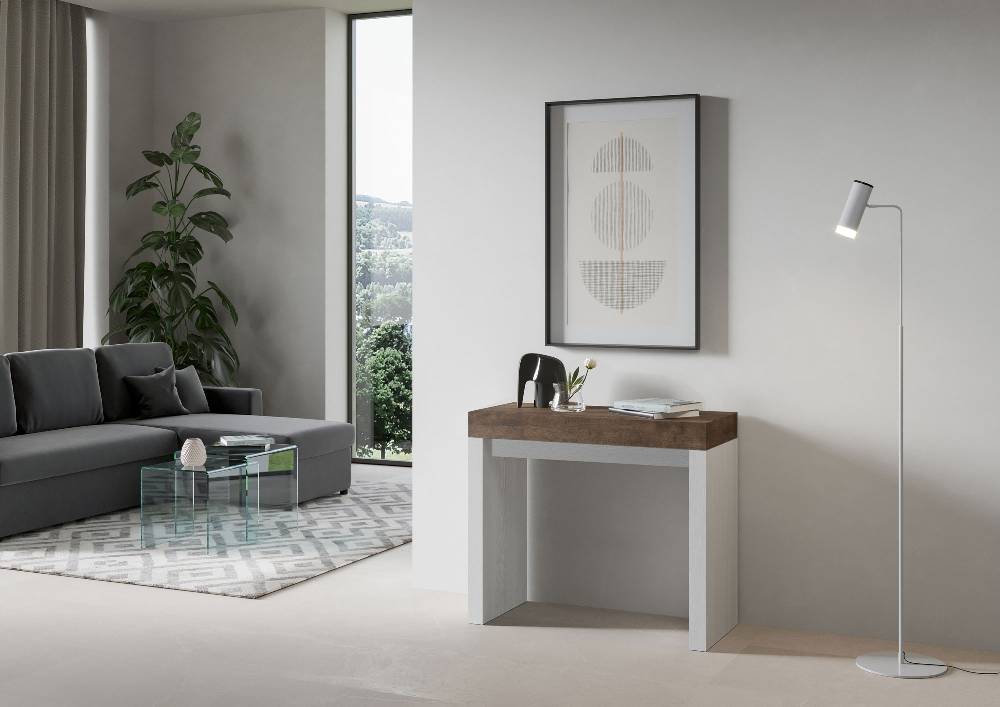 Itamoby Consolle Roxell Mix Piano Noce Gambe Bianco Frassino