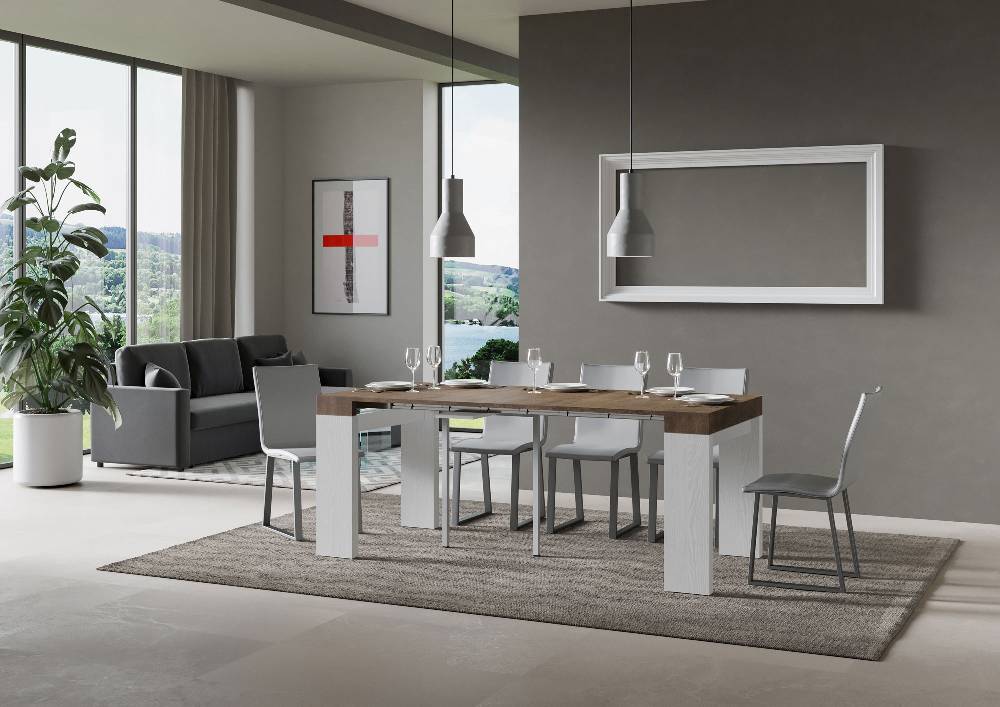 Itamoby Consolle Roxell Mix Piano Noce Gambe Bianco Frassino