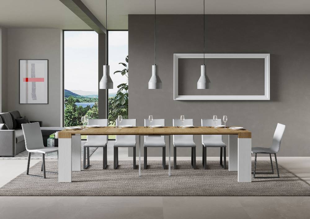 Itamoby Consolle Roxell Mix Piano Quercia Natura Gambe Bianco Frassino