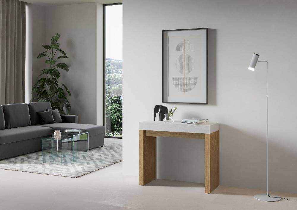 Itamoby Consolle Roxell Mix Small Piano Bianco Frassino Gambe Quercia Natura