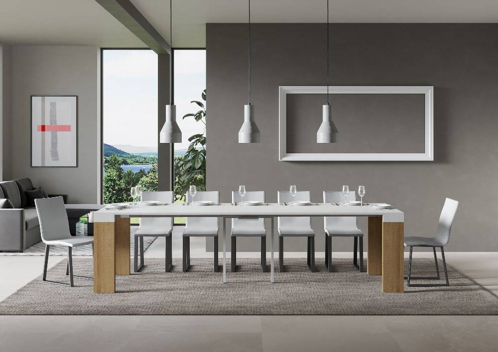 Itamoby Consolle Roxell Mix Small Piano Bianco Frassino Gambe Quercia Natura