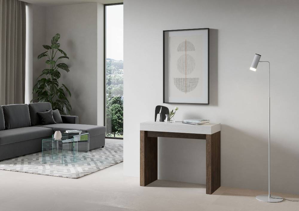 Itamoby Consolle Roxell Mix Small Piano Bianco Frassino Gambe Noce