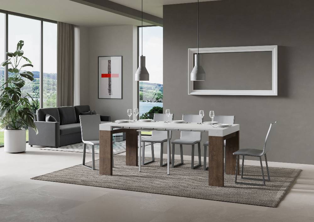 Itamoby Consolle Roxell Mix Small Piano Bianco Frassino Gambe Noce