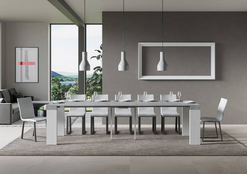 Itamoby Consolle Roxell Mix Small Piano Cemento Gambe Bianco Frassino