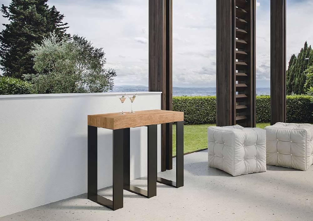 Itamoby Consolle Sintesi Abete Tinto Telaio Antracite