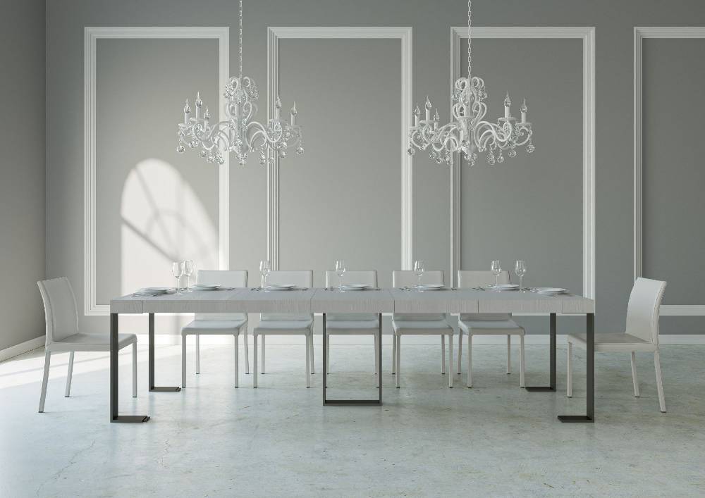 Itamoby Consolle Sintesi Premium Bianco Frassino Telaio Antracite