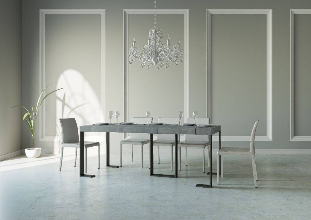 Itamoby Consolle Sintesi Premium Cemento Telaio Antracite