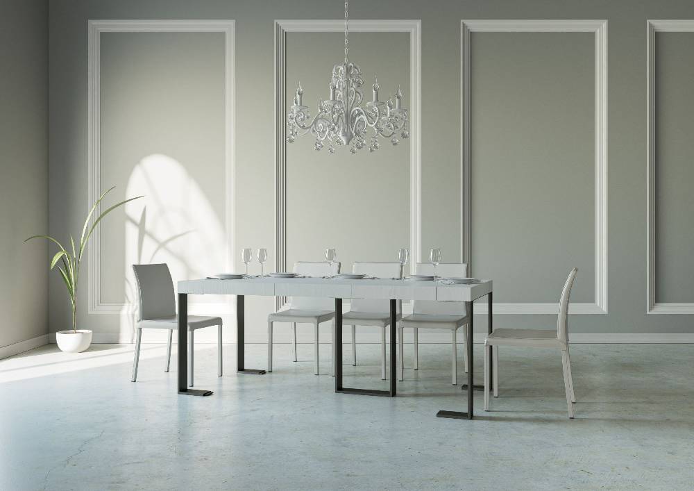 Itamoby Consolle Sintesi Small Premium Bianco Frassino Telaio Antracite