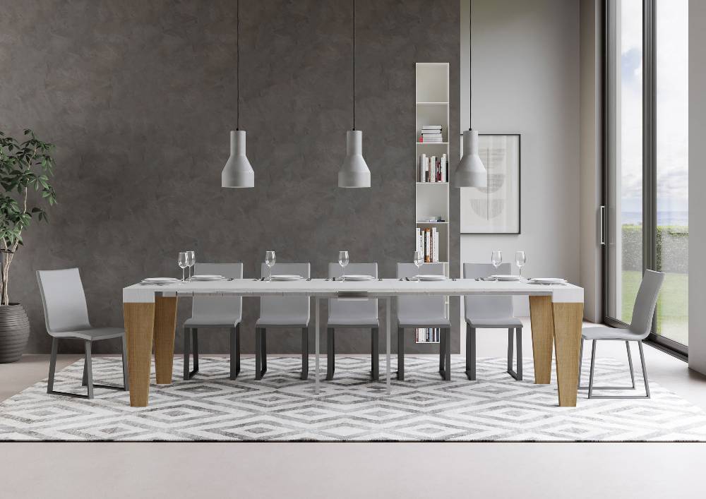 Itamoby Consolle Spimbo Mix Bianco Frassino Gambe Quercia Natura