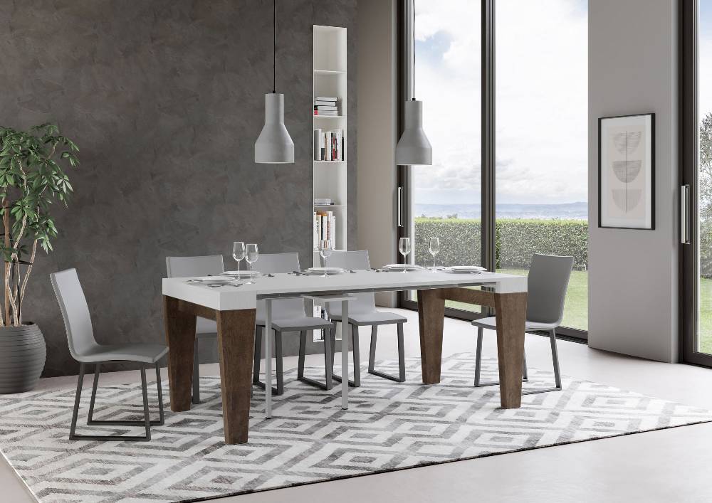 Itamoby Consolle Spimbo Mix Piano Bianco Frassino Gambe Noce