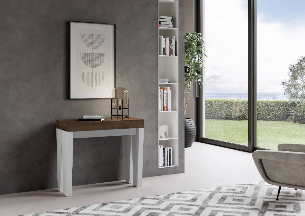 Itamoby Consolle Spimbo Mix Piano Noce Gambe Bianco Frassino