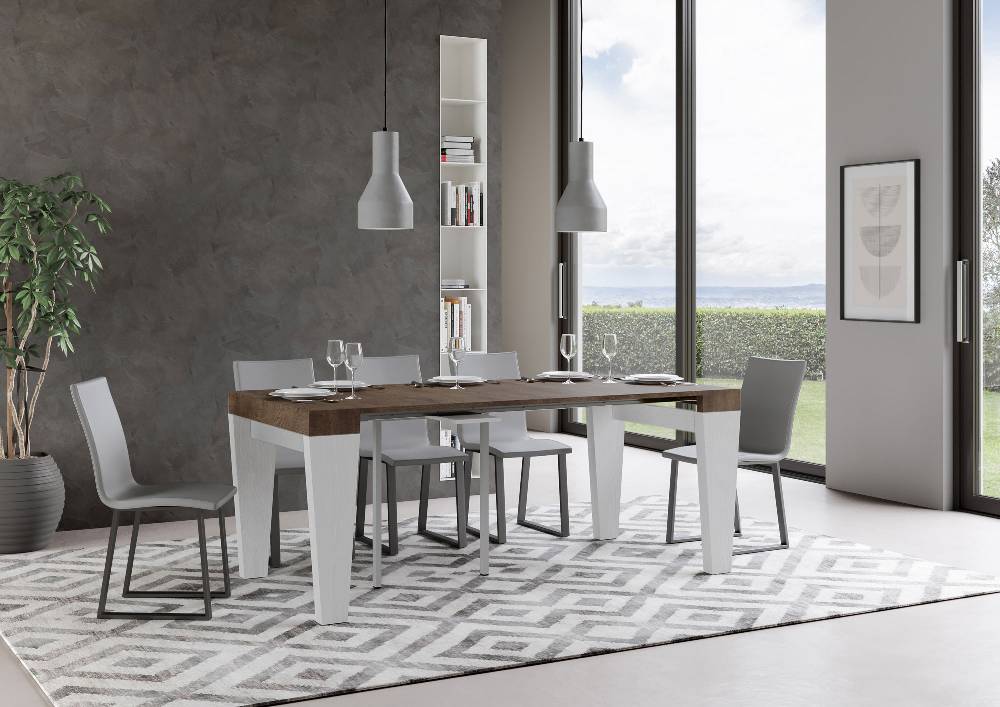 Itamoby Consolle Spimbo Mix Piano Noce Gambe Bianco Frassino