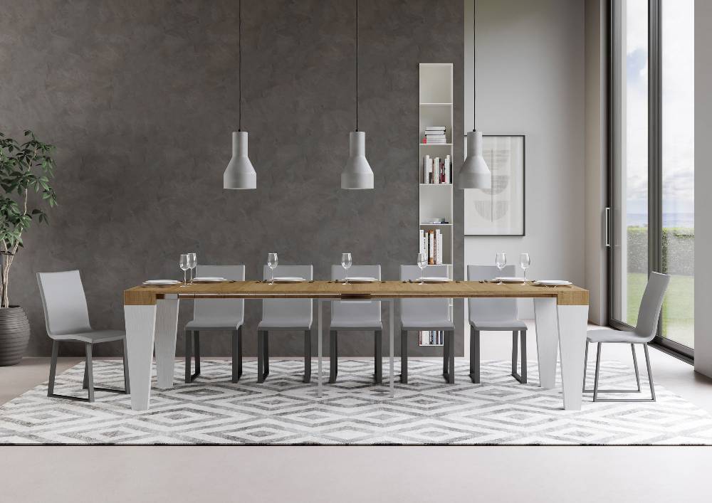 Itamoby Consolle Spimbo Mix Piano Quercia Natura Gambe Bianco Frassino