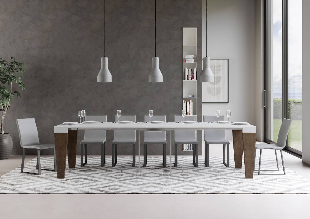 Itamoby Consolle Spimbo Mix Small Piano Bianco Frassino Gambe Noce