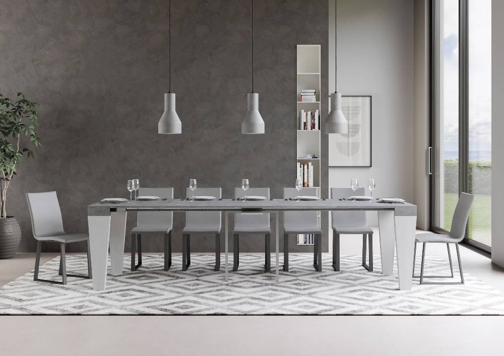 Itamoby Consolle Spimbo Mix Small Piano Cemento Gambe Bianco Frassino