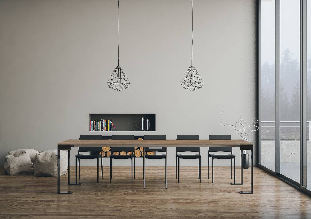 Itamoby Consolle Tecno Evolution Noce 90×40 Allungato 90×300 Telaio Antracite