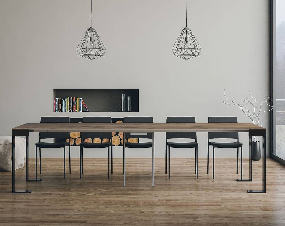 Itamoby Consolle Tecno Evolution Quercia Natura 90×40 Allungato 90×300 Telaio Antracite