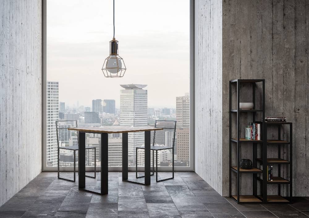 Itamoby Consolle Tecno Libra Noce 90×45 Allungato 90×90 Telaio Antracite