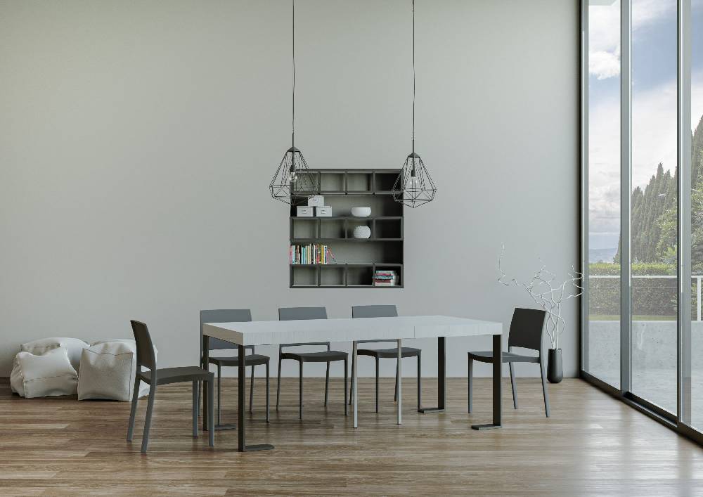 Itamoby Consolle Tecno Premium Bianco Frassino Telaio Antracite