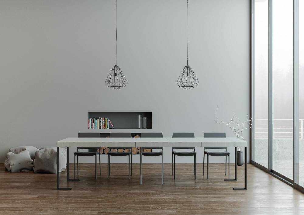 Itamoby Consolle Tecno Premium Bianco Frassino Telaio Antracite