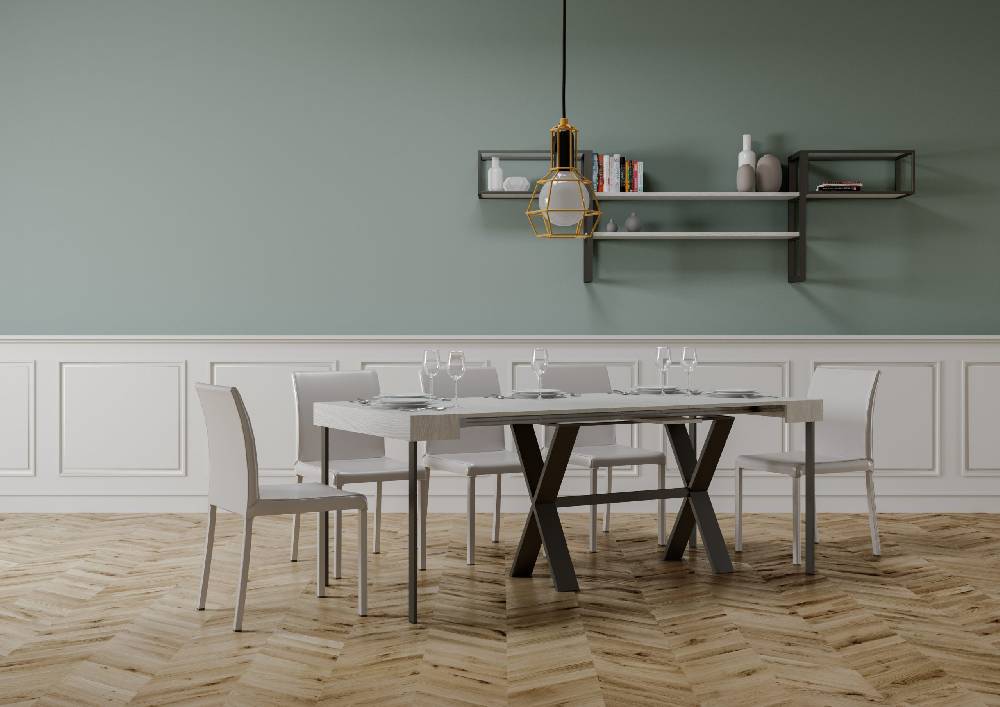 Itamoby Consolle Xenia Small Bianco Frassino Telaio Antracite