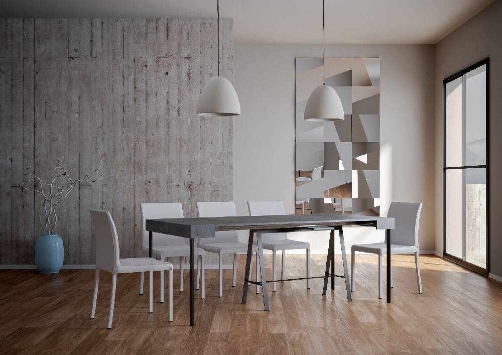 Itamoby Consolle Banco Cemento Telaio Antracite